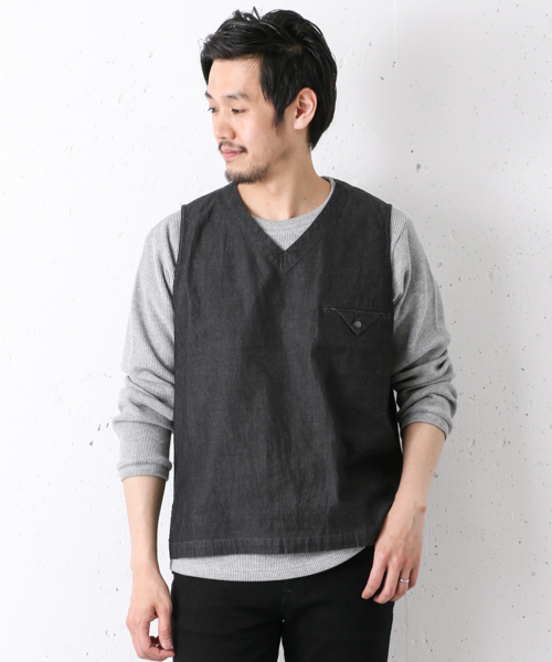 URBAN RESEARCH DOORS MENS（アーバンリサーチ ドアーズ メンズ）の「DOORS コーマデニムP/Oベスト（ベスト・メンズ・ブラック/インディゴブルー・40/38）」の4枚目の写真