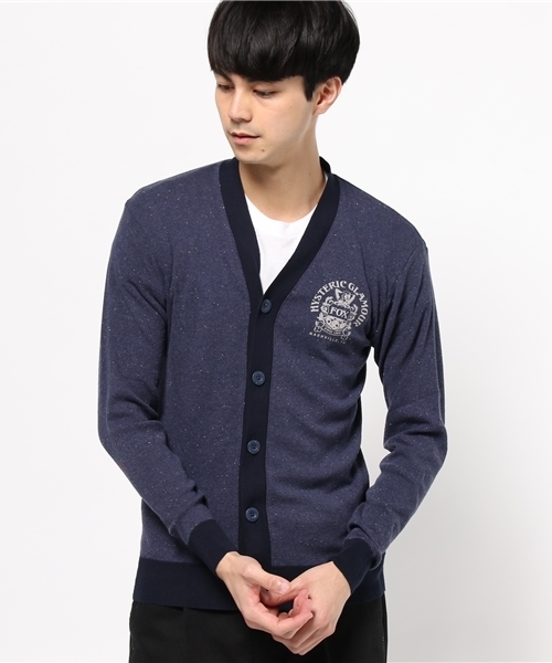 HYSTERIC GLAMOUR（ヒステリックグラマー）の「FOX BAR pt CD（カーディガン/ボレロ・メンズ・ネイビー/トップグレー/レッド・MEDIUM/SMALL）」の2枚目の写真