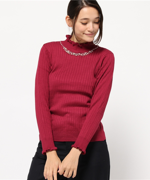 earth music&ecology(アースミュージックアンドエコロジー)の「【2016Autumn】《ハイハイハイネック》ニットプルオーバー(ニット/セーター・レディース・杢グレー/ネイビー/サックスブルー/レッド/ブラック/ブルーグリーン/アイボリー/ピンクベージュ/キャメル/マスタード・LARGE/L/M/S/MEDIUM/SMALL)」の21枚目の写真