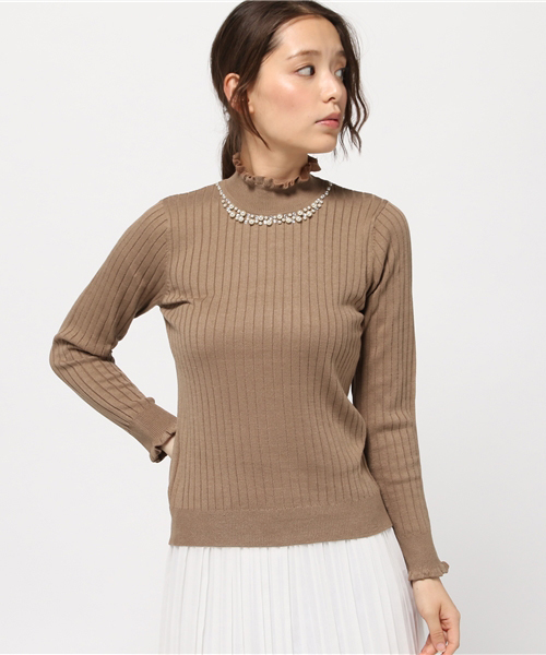 earth music&ecology(アースミュージックアンドエコロジー)の「【2016Autumn】《ハイハイハイネック》ニットプルオーバー(ニット/セーター・レディース・杢グレー/ネイビー/サックスブルー/レッド/ブラック/ブルーグリーン/アイボリー/ピンクベージュ/キャメル/マスタード・LARGE/L/M/S/MEDIUM/SMALL)」の9枚目の写真