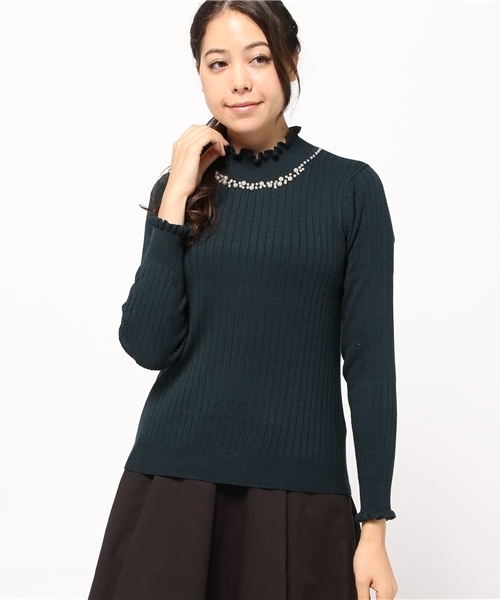 earth music&ecology(アースミュージックアンドエコロジー)の「【2016Autumn】《ハイハイハイネック》ニットプルオーバー(ニット/セーター・レディース・杢グレー/ネイビー/サックスブルー/レッド/ブラック/ブルーグリーン/アイボリー/ピンクベージュ/キャメル/マスタード・LARGE/L/M/S/MEDIUM/SMALL)」の7枚目の写真