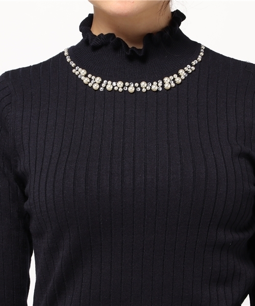 earth music&ecology(アースミュージックアンドエコロジー)の「【2016Autumn】《ハイハイハイネック》ニットプルオーバー(ニット/セーター・レディース・杢グレー/ネイビー/サックスブルー/レッド/ブラック/ブルーグリーン/アイボリー/ピンクベージュ/キャメル/マスタード・LARGE/L/M/S/MEDIUM/SMALL)」の14枚目の写真