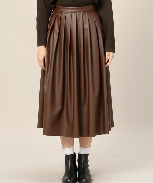 BEAUTY&YOUTH UNITED ARROWS(ビューティーアンドユースユナイテッドアローズ)の「BY フェイクレザープリーツタックスカート◆(スカート・レディース・ブラック/ダークブラウン・FREE)」の10枚目の写真