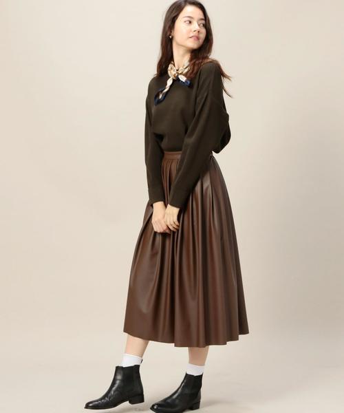 BEAUTY&YOUTH UNITED ARROWS(ビューティーアンドユースユナイテッドアローズ)の「BY フェイクレザープリーツタックスカート◆(スカート・レディース・ブラック/ダークブラウン・FREE)」の12枚目の写真