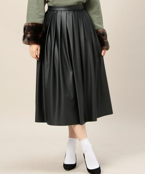 BEAUTY&YOUTH UNITED ARROWS(ビューティーアンドユースユナイテッドアローズ)の「BY フェイクレザープリーツタックスカート◆(スカート・レディース・ブラック/ダークブラウン・FREE)」の13枚目の写真