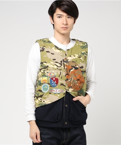 NATAL DESIGN（ネイタルデザイン）の「【ネイタルデザイン】レイヤードベストフィクチュール / LAYERED VEST FICOUTURE（ベスト・メンズ・ブラウン/グリーン・X-SMALL/SMALL/LARGE）」の2枚目の写真