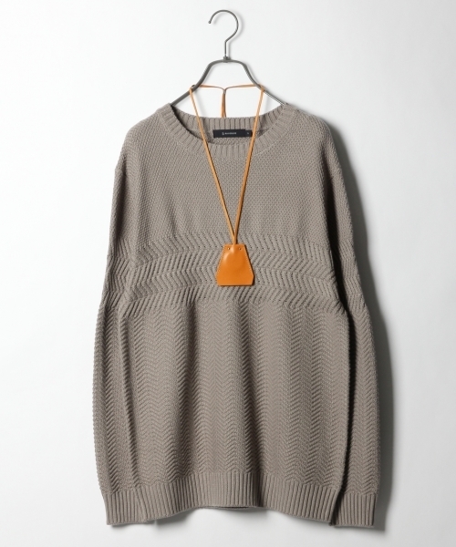 RAGEBLUE（レイジブルー）の「アクリル/コットン編地切り替えニットクルー/748368（ニット/セーター・メンズ・ブルー/ホワイト/ブラック/ピンク系その他/ライトブルー/ベージュ・LARGE/MEDIUM/SMALL）」の3枚目の写真