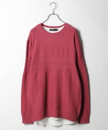 RAGEBLUE | アクリル/コットン編地切り替えニットクルー/748368(ニット/セーター)