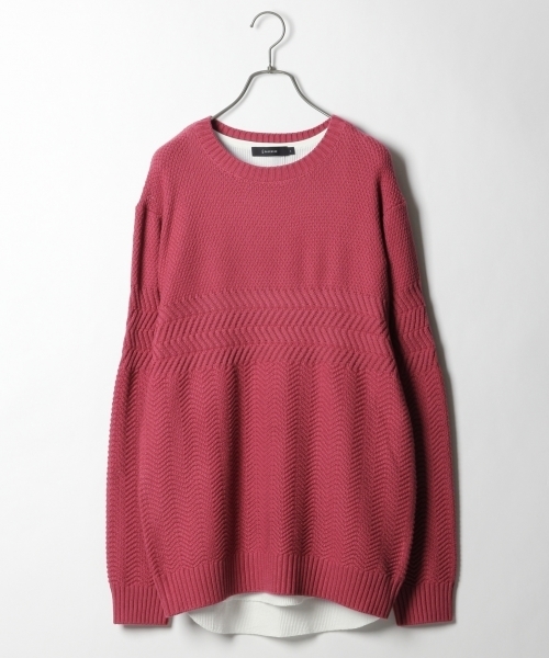 RAGEBLUE（レイジブルー）の「アクリル/コットン編地切り替えニットクルー/748368（ニット/セーター・メンズ・ブルー/ホワイト/ブラック/ピンク系その他/ライトブルー/ベージュ・LARGE/MEDIUM/SMALL）」の6枚目の写真