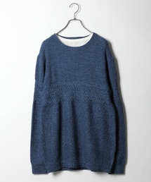 RAGEBLUE | アクリル/コットン編地切り替えニットクルー/748368(ニット/セーター)