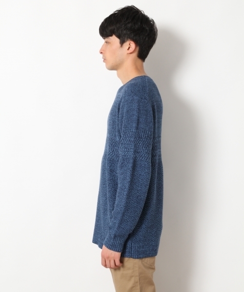 RAGEBLUE（レイジブルー）の「アクリル/コットン編地切り替えニットクルー/748368（ニット/セーター・メンズ・ブルー/ホワイト/ブラック/ピンク系その他/ライトブルー/ベージュ・LARGE/MEDIUM/SMALL）」の14枚目の写真