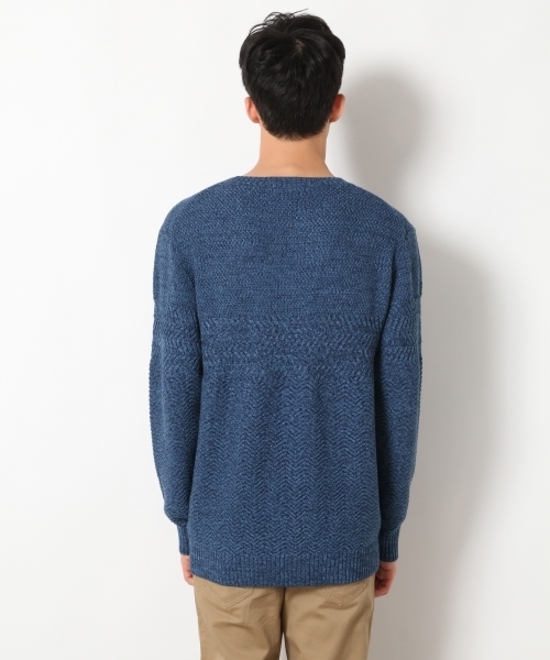 RAGEBLUE（レイジブルー）の「アクリル/コットン編地切り替えニットクルー/748368（ニット/セーター・メンズ・ブルー/ホワイト/ブラック/ピンク系その他/ライトブルー/ベージュ・LARGE/MEDIUM/SMALL）」の15枚目の写真