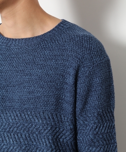 RAGEBLUE（レイジブルー）の「アクリル/コットン編地切り替えニットクルー/748368（ニット/セーター・メンズ・ブルー/ホワイト/ブラック/ピンク系その他/ライトブルー/ベージュ・LARGE/MEDIUM/SMALL）」の7枚目の写真
