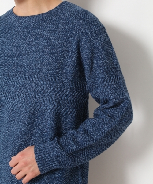 RAGEBLUE（レイジブルー）の「アクリル/コットン編地切り替えニットクルー/748368（ニット/セーター・メンズ・ブルー/ホワイト/ブラック/ピンク系その他/ライトブルー/ベージュ・LARGE/MEDIUM/SMALL）」の8枚目の写真
