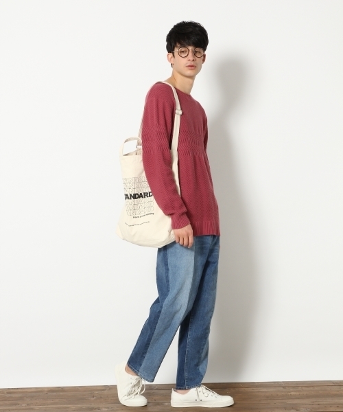 RAGEBLUE（レイジブルー）の「アクリル/コットン編地切り替えニットクルー/748368（ニット/セーター・メンズ・ブルー/ホワイト/ブラック/ピンク系その他/ライトブルー/ベージュ・LARGE/MEDIUM/SMALL）」の18枚目の写真