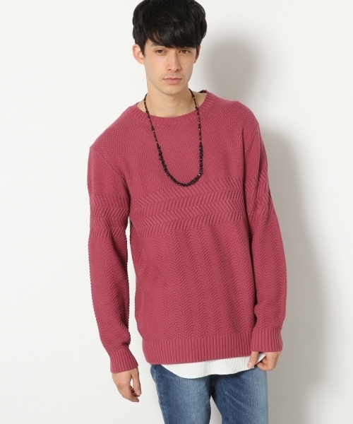 RAGEBLUE（レイジブルー）の「アクリル/コットン編地切り替えニットクルー/748368（ニット/セーター・メンズ・ブルー/ホワイト/ブラック/ピンク系その他/ライトブルー/ベージュ・LARGE/MEDIUM/SMALL）」の20枚目の写真