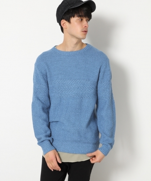 RAGEBLUE（レイジブルー）の「アクリル/コットン編地切り替えニットクルー/748368（ニット/セーター・メンズ・ブルー/ホワイト/ブラック/ピンク系その他/ライトブルー/ベージュ・LARGE/MEDIUM/SMALL）」の21枚目の写真