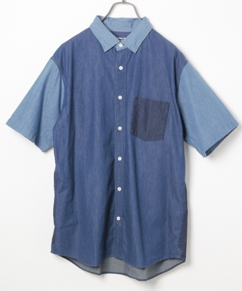 GLOBAL WORK（グローバルワーク）の「デニムシャツ半袖/739686（シャツ/ブラウス・メンズ・ブルー/ライトブルー/ブルー系その他2/ブルー系その他・LARGE/MEDIUM/X-LARGE/SMALL）」の3枚目の写真