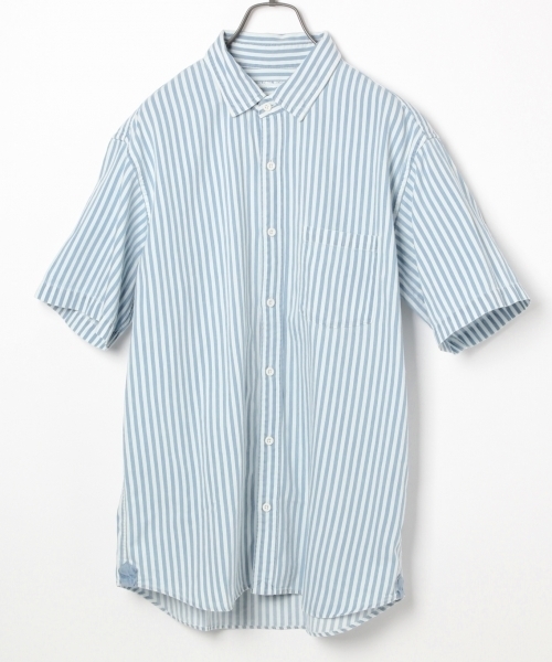 GLOBAL WORK（グローバルワーク）の「デニムシャツ半袖/739686（シャツ/ブラウス・メンズ・ブルー/ライトブルー/ブルー系その他2/ブルー系その他・LARGE/MEDIUM/X-LARGE/SMALL）」の2枚目の写真