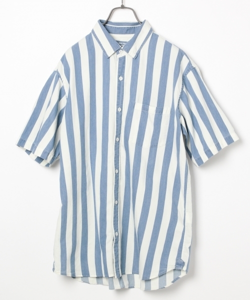 GLOBAL WORK（グローバルワーク）の「デニムシャツ半袖/739686（シャツ/ブラウス・メンズ・ブルー/ライトブルー/ブルー系その他2/ブルー系その他・LARGE/MEDIUM/X-LARGE/SMALL）」の4枚目の写真