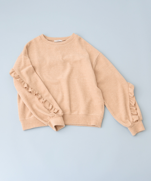 POU DOU DOU(プードゥドゥ)の「起毛ニットソーフリルプルオーバー(Tシャツ/カットソー・レディース・アイボリー/ベージュ/ネイビー/グレー/ライトグレー/ライトベージュ・3)」の4枚目の写真