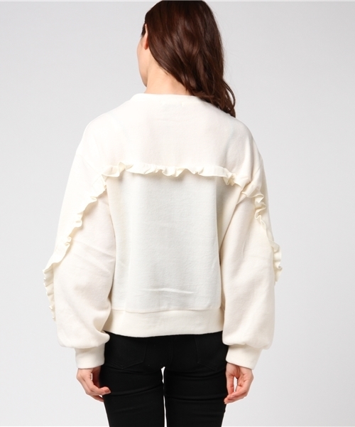 POU DOU DOU(プードゥドゥ)の「起毛ニットソーフリルプルオーバー(Tシャツ/カットソー・レディース・アイボリー/ベージュ/ネイビー/グレー/ライトグレー/ライトベージュ・3)」の11枚目の写真