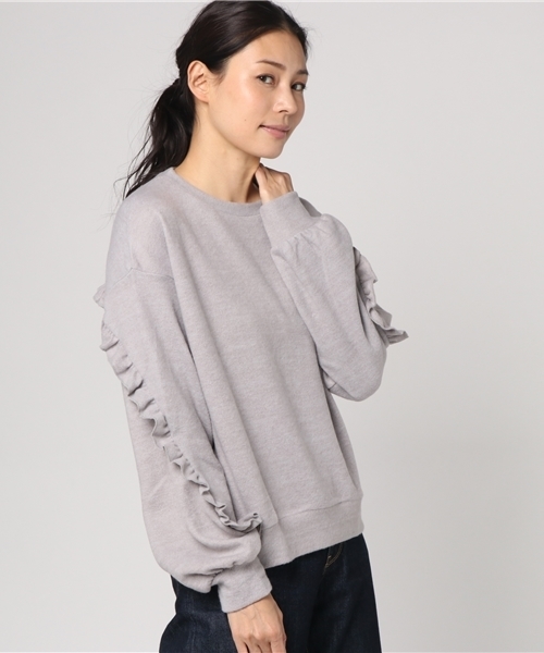 POU DOU DOU(プードゥドゥ)の「起毛ニットソーフリルプルオーバー(Tシャツ/カットソー・レディース・アイボリー/ベージュ/ネイビー/グレー/ライトグレー/ライトベージュ・3)」の8枚目の写真