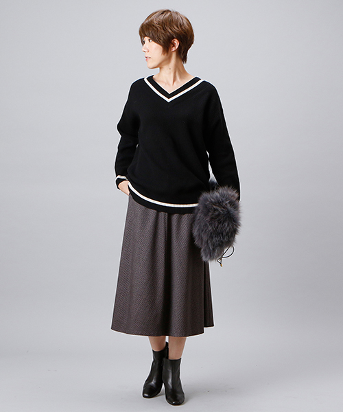 RIVE DROITE（リヴドロワ）の「チェックフレアースカート（スカート・レディース・パープル/グレー・38）」の12枚目の写真