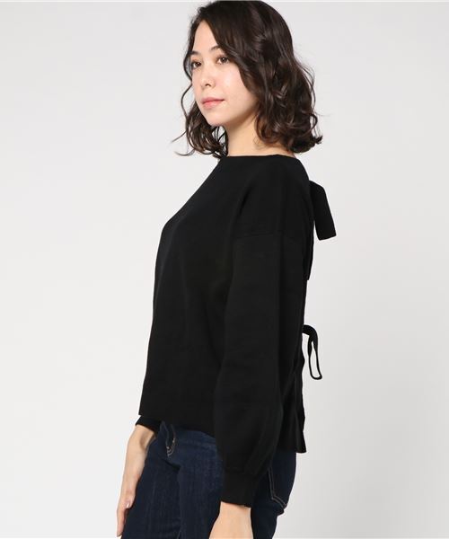 GeeRA（ジーラ）の「バックリボン使い袖ボリュームニット（ニット/セーター・レディース・ブラック/杢グレー/ピンクベージュ・M/L/LL）」の8枚目の写真