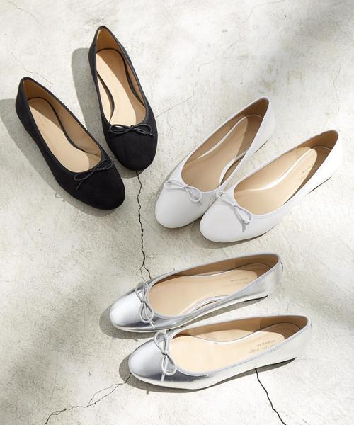 green label relaxing（グリーンレーベルリラクシング）の「FM バレエシューズ（バレエシューズ・レディース・ブラック/シルバー/ホワイト・S(22.5)/LL(25.5)/M(23.5)/L(24.5)）」の14枚目の写真