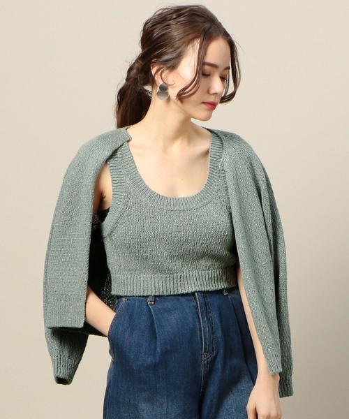 BEAUTY&YOUTH UNITED ARROWS(ビューティーアンドユースユナイテッドアローズ)の「BY テンジクショートノースリーブニット о(ニット/セーター・レディース・ブラック/ベージュ/ライム・FREE)」の3枚目の写真