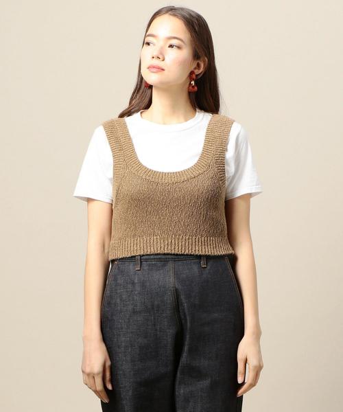 BEAUTY&YOUTH UNITED ARROWS(ビューティーアンドユースユナイテッドアローズ)の「BY テンジクショートノースリーブニット о(ニット/セーター・レディース・ブラック/ベージュ/ライム・FREE)」の5枚目の写真