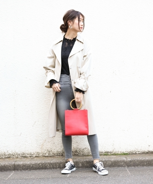 PAGEBOY(ページボーイ)の「ストライプレースインナーセット(Tシャツ/カットソー・レディース・ホワイト/ブラック/ベージュ・FREE)」の6枚目の写真
