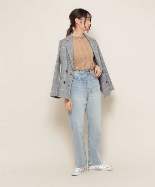 PAGEBOY(ページボーイ)の「ストライプレースインナーセット(Tシャツ/カットソー・レディース・ホワイト/ブラック/ベージュ・FREE)」の4枚目の写真