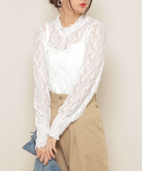 PAGEBOY(ページボーイ)の「ストライプレースインナーセット(Tシャツ/カットソー・レディース・ホワイト/ブラック/ベージュ・FREE)」の18枚目の写真