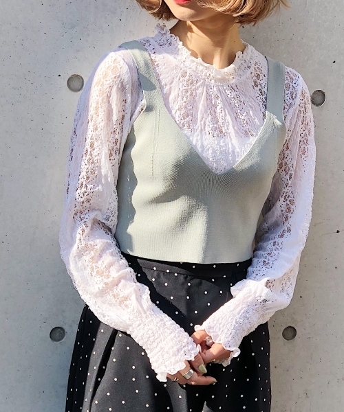 PAGEBOY(ページボーイ)の「ストライプレースインナーセット(Tシャツ/カットソー・レディース・ホワイト/ブラック/ベージュ・FREE)」の16枚目の写真