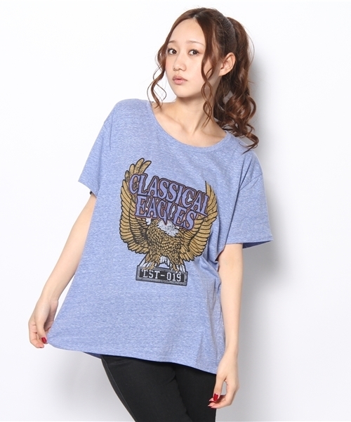 LOVE BOAT(ラブ・ボート)の「バイカーBIG Tシャツ(Tシャツ/カットソー・レディース・ブラック系/グレー系2/ブルー系・FREE)」の1枚目の写真