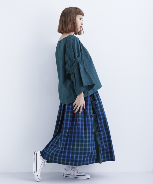 MERLOT（メルロー）の「チェック柄サイドリボンスカート1609（スカート・レディース・ブルー/ワイン・FREE）」の13枚目の写真