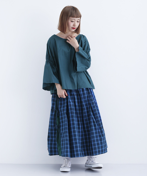 MERLOT（メルロー）の「チェック柄サイドリボンスカート1609（スカート・レディース・ブルー/ワイン・FREE）」の14枚目の写真