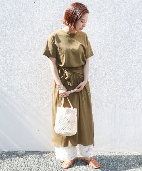 SLOBE IENA（スローブイエナ）の「カットリボンワンピース◆（ワンピース・レディース・ブラック/カーキ/アイボリー・FREE）」の3枚目の写真