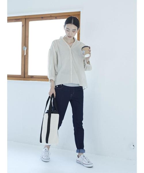 AMERICAN HOLIC（アメリカンホリック）の「・スキッパーショルダーギャザーブラウス（シャツ/ブラウス・レディース・オフホワイト/ネイビー/ベージュ・FREE）」の8枚目の写真