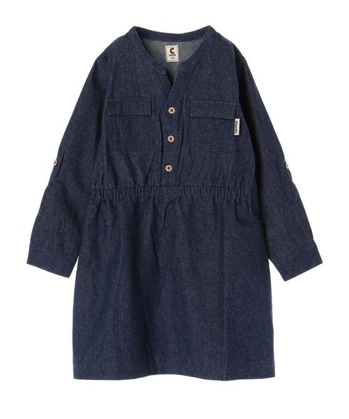 Green Parks(グリーンパークス)の「・袖口ロールアップワンピース(ワンピース・キッズ・マスタード/ネイビー・100/110/120)」の4枚目の写真