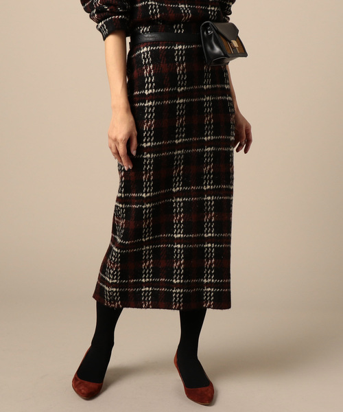 ドゥロワー セットアップ　レディース　36　スカート　チェック　ウール　グレー ドゥロワー セットアップレディース36スカートチェックウールグレー