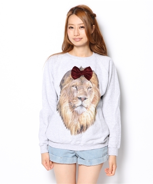 ROSE BUD（ローズバッド）の「【GISELe掲載】(ALICE TAKES A TRIP) AT 07/JUMPERS BLACK CAT BOW JUMPER（スウェット・レディース・グレー・SMALL）」の7枚目の写真