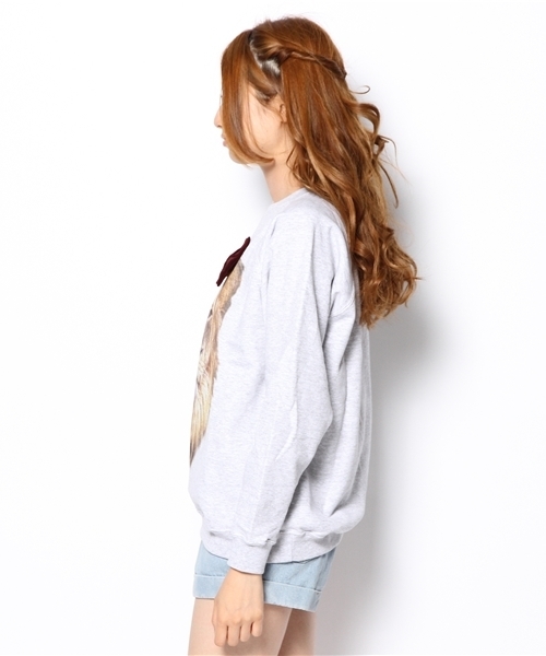 ROSE BUD（ローズバッド）の「【GISELe掲載】(ALICE TAKES A TRIP) AT 07/JUMPERS BLACK CAT BOW JUMPER（スウェット・レディース・グレー・SMALL）」の2枚目の写真