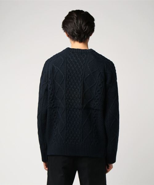 WEGO（ウィゴー）の「WEGO VINTAGE/フィッシャーマンニット（ニット/セーター・メンズ・ライトベージュ/ネイビー/ブラウン・LARGE/MEDIUM）」の4枚目の写真