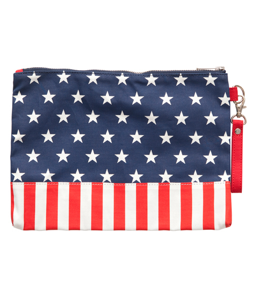 X-girl(エックスガール)の「FLAG BIG POUCH(ポーチ・レディース・ブラック/ネイビー・ONE SIZE)」の5枚目の写真