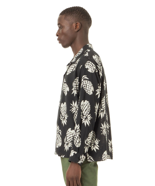 Sandinista(サンディニスタ)の「Rayon Open Collar Shirt / レーヨン開襟長袖シャツ(シャツ/ブラウス・メンズ・ホワイト/ブラック/その他1/その他2・SMALL/MEDIUM/LARGE)」の9枚目の写真