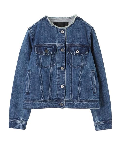 YECCA VECCA(イェッカヴェッカ)の「ノ-カラ-Gジャン(デニムジャケット・レディース・インディゴブルー/ダークインディゴブルー・SMALL/MEDIUM)」の7枚目の写真