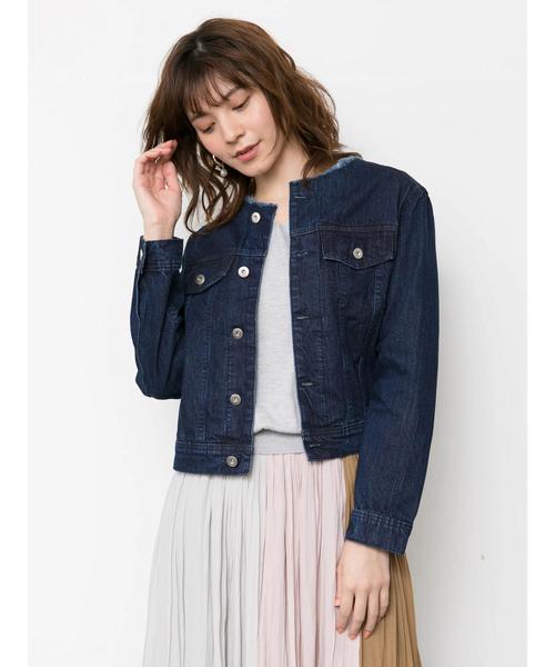 YECCA VECCA(イェッカヴェッカ)の「ノ-カラ-Gジャン(デニムジャケット・レディース・インディゴブルー/ダークインディゴブルー・SMALL/MEDIUM)」の11枚目の写真